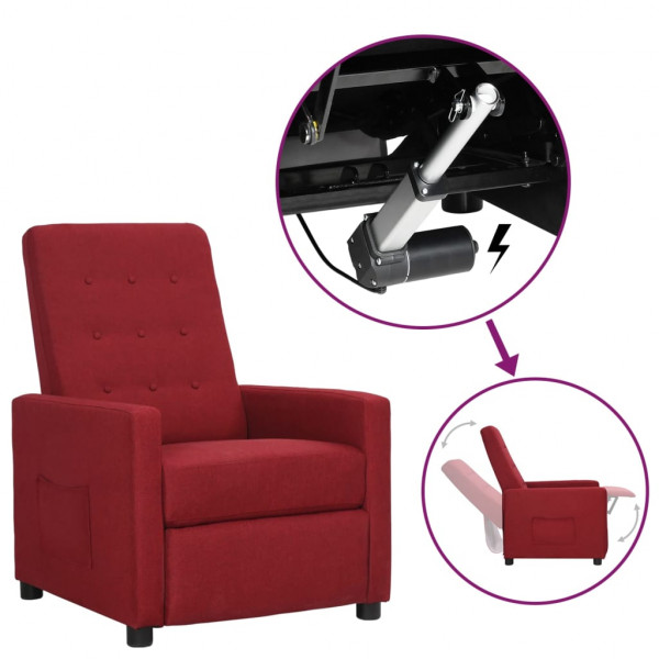 Sillón reclinable elevable de tela rojo vino tinto Sillón reclinable elevable de tela rojo vino tinto D