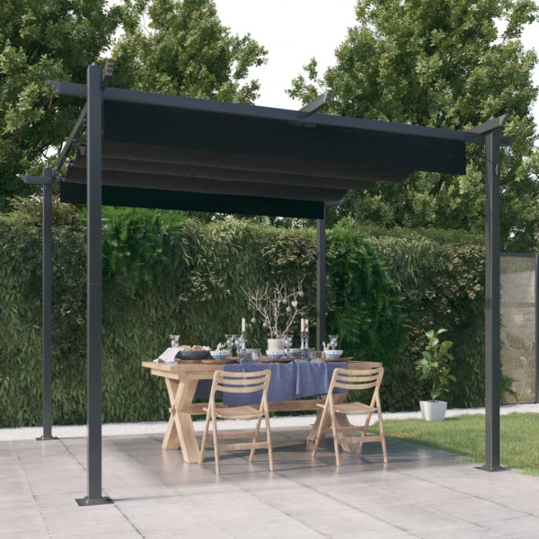 Gazebo de jardim com teto retrátil cinza antracite 3x3 m D