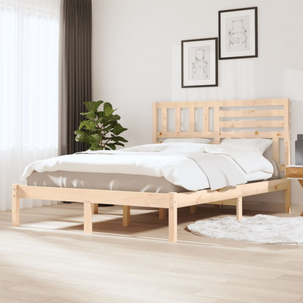 Estructura de cama madera maciza de pino 150x200 cm D