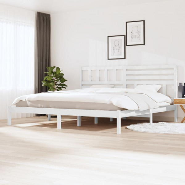 Estructura de cama madera maciza de pino blanca 200x200 cm D