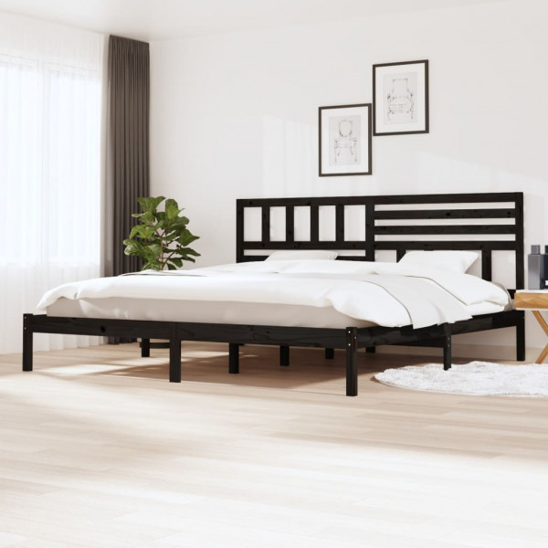 Estrutura de cama em madeira maciça de pinho preto 200x200 cm D