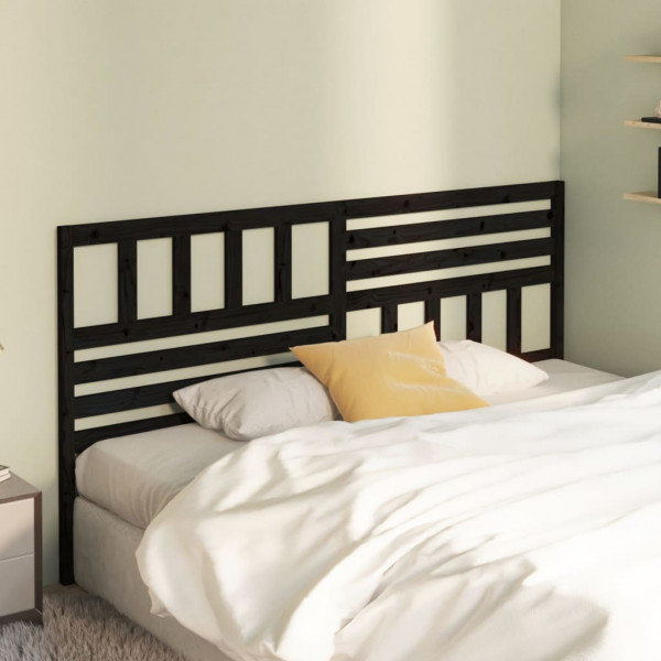 Cabeça de cama madeira maciça de pinho preto 186x4x100 cm D