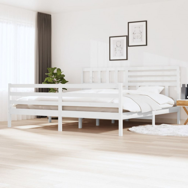 Estrutura de cama em madeira maciça branca 180x200 cm D