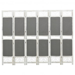 Biombo divisor de 6 paneles de tela gris 210x165 cm D