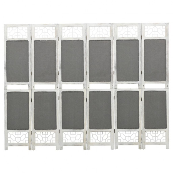Biombo divisor de 6 paneles de tela gris 210x165 cm D