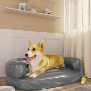 Cama para perros de espuma cuero sintético gris 75x53 cm D