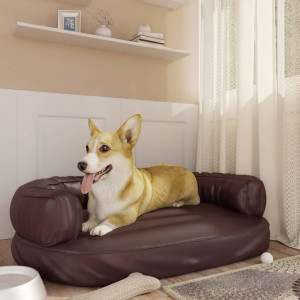 Cama para cães de couro sintético marrom 88x65 cm D