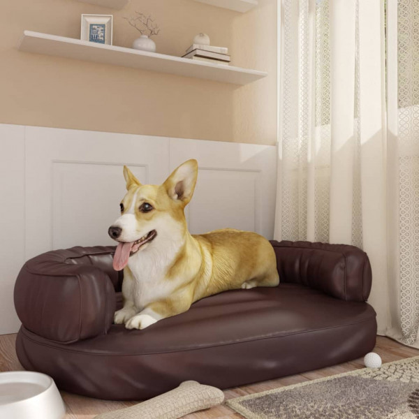 Cama para perros de espuma cuero sintético marrón 88x65 cm D