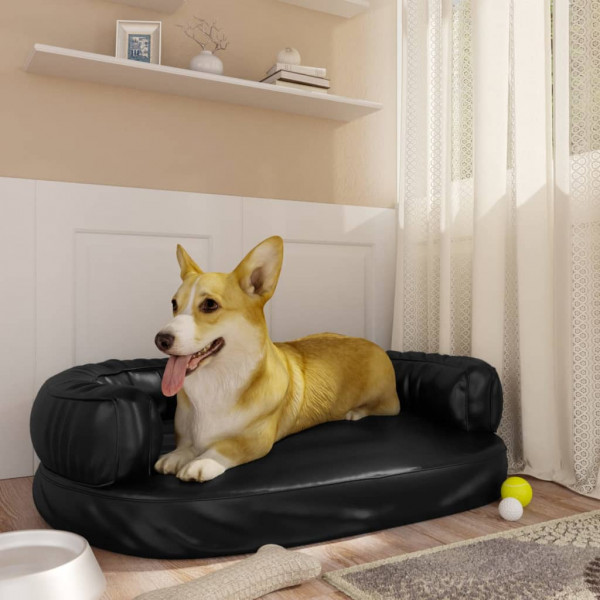 Cama para perros de espuma cuero sintético negro 75x53 cm D