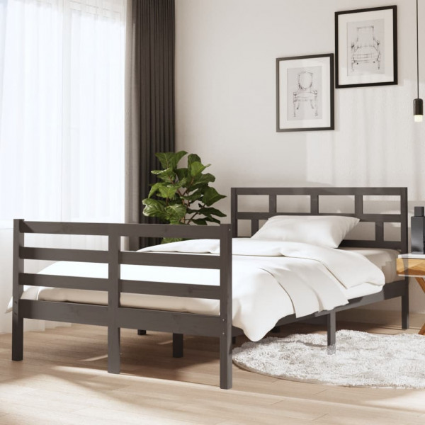 Estructura de cama madera maciza gris 120x190 cm D