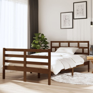 Estructura de cama madera maciza marrón miel 120x190 cm D