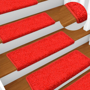 Tapetes de escada 10 unidades vermelhos 65x21x4 cm D