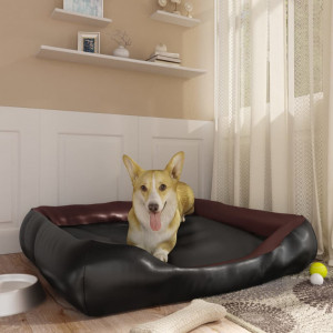 Cama para perros de cuero sintético negro y marrón 105x80x25 cm D