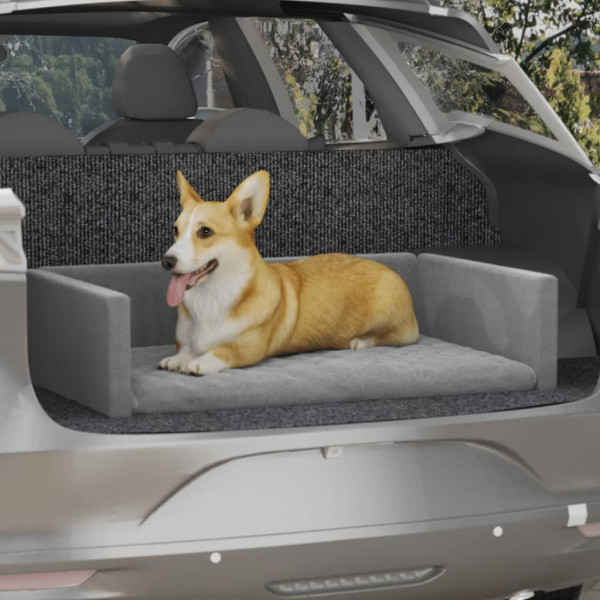 Cama baú de carro para cachorro com aspecto de linho cinza 110x70 cm D