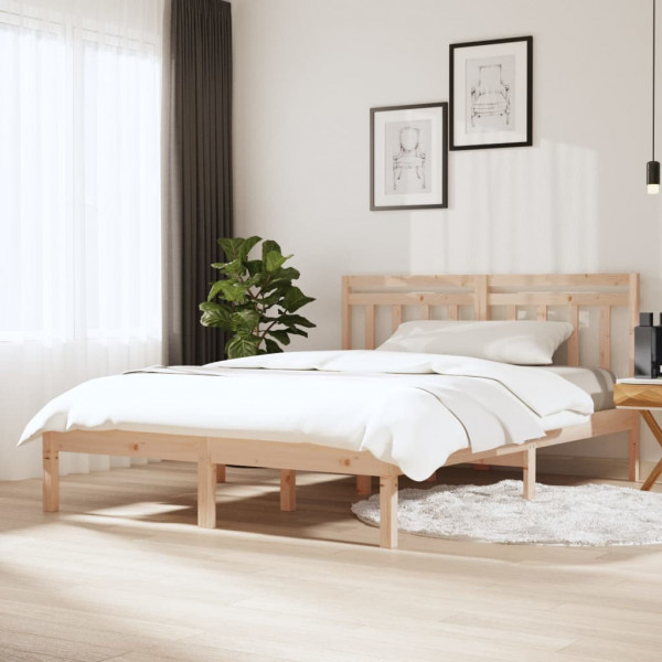 Estrutura de cama dupla de madeira maciça 135x190 cm D