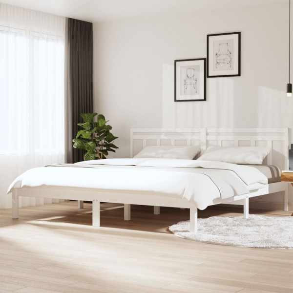 Estructura de cama madera maciza de pino blanco 200x200 cm D