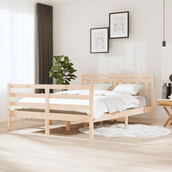 Estructura de cama madera maciza 140x190 cm D