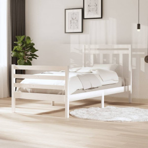 Estructura de cama madera maciza blanca 100x200 cm D