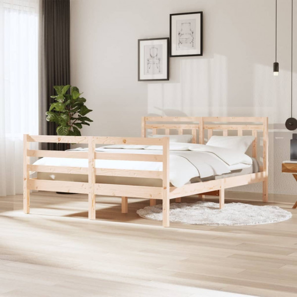 Estructura de cama madera maciza 140x200 cm D