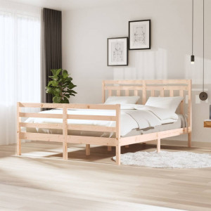 Estructura de cama de madera maciza tamaño king 150x200 cm D