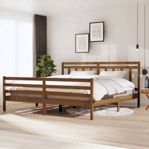 Estructura de cama madera maciza marrón miel 200x200 cm D