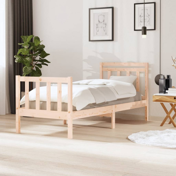 Estructura de cama individual madera maciza 75x190 cm D