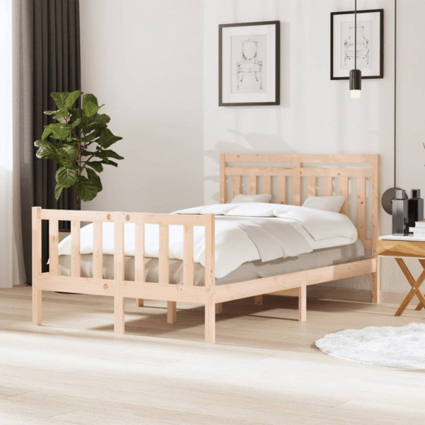 Estructura de cama madera maciza 4FT pequeña doble 120x190 cm D