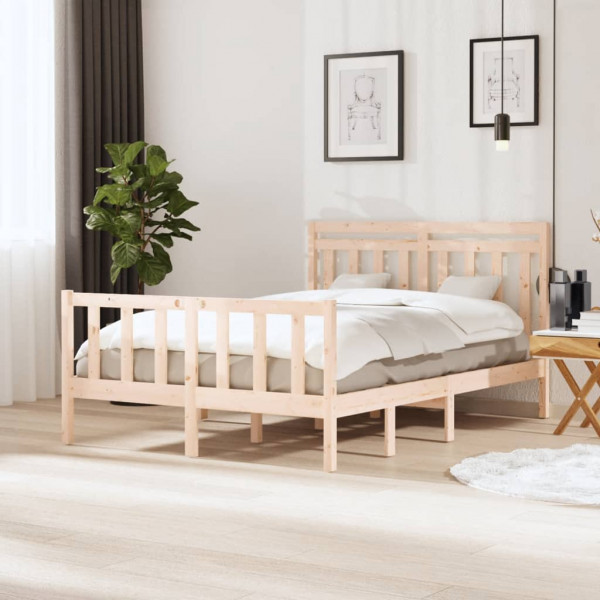 Estructura de cama doble de madera maciza 4FT6 135x190 cm D