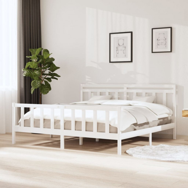 Estructura de cama de madera maciza blanca 200x200 cm D