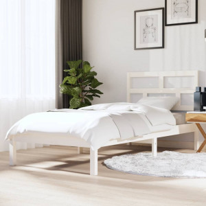 Estructura de cama madera maciza blanco 90x190 cm D