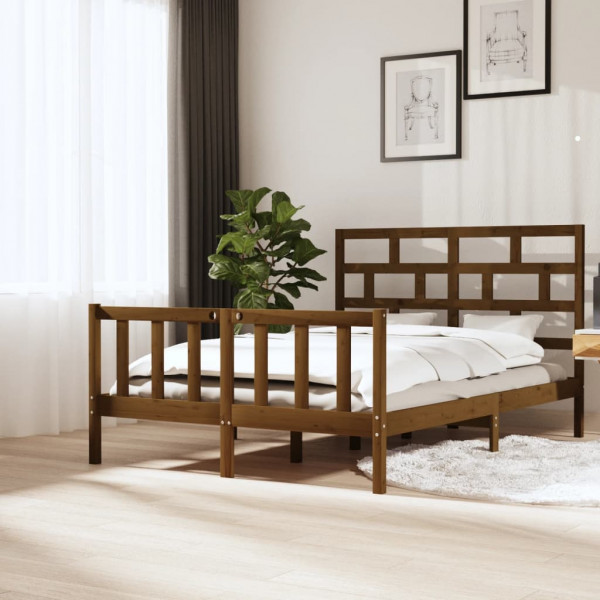 Estrutura da cama madeira maciça pinho marrom mel 150x200 cm D