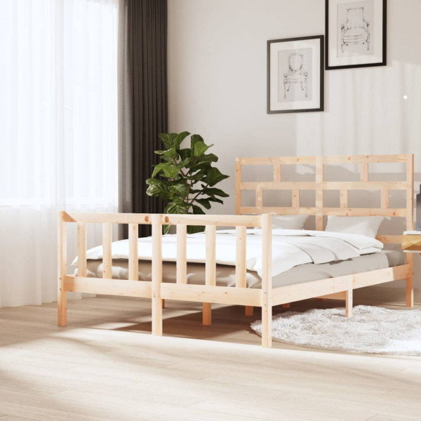 Estrutura de cama de madeira maciça de pinho 160x200 cm D