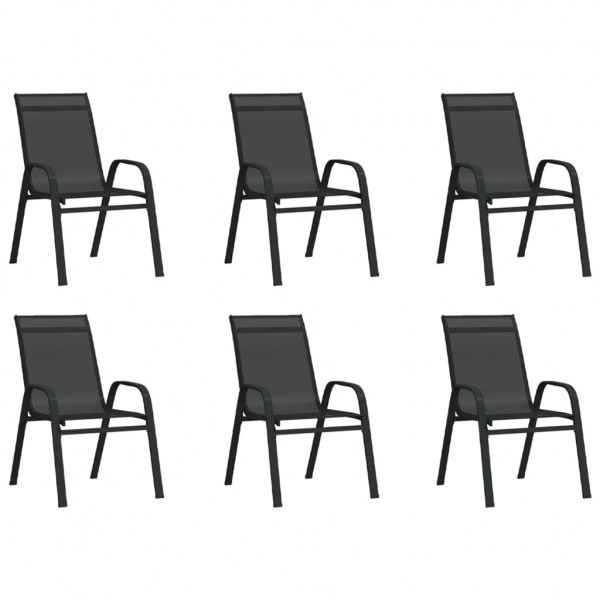 Cadeiras de jardim empilháveis 6 unidades textil preto D