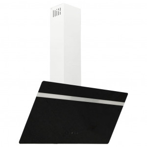 Campana extractora pared acero y vidrio templado negro 90 cm D