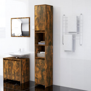 Armario baño madera contrachapada roble ahumado 30x30x183.5cm D