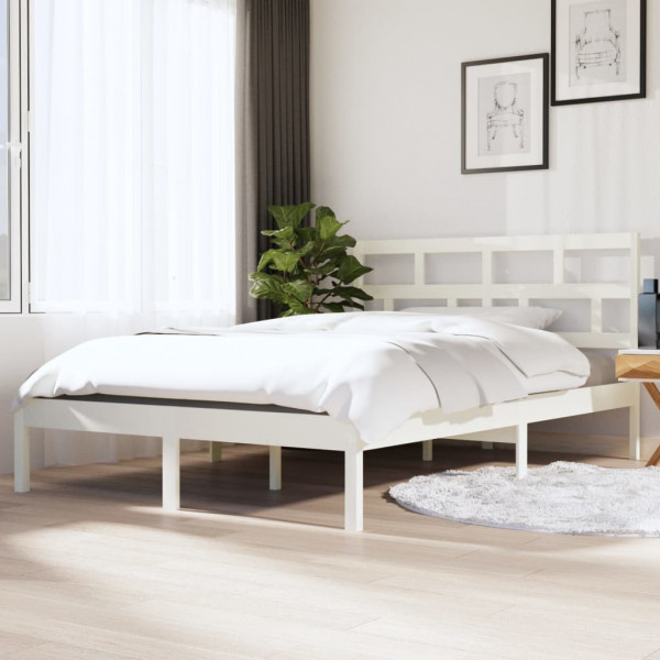 Estrutura de cama em madeira maciça branca 120x190 cm D