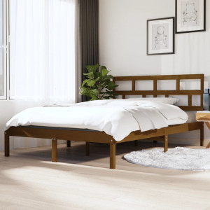 Estructura de cama madera maciza marrón 120x190 cm D