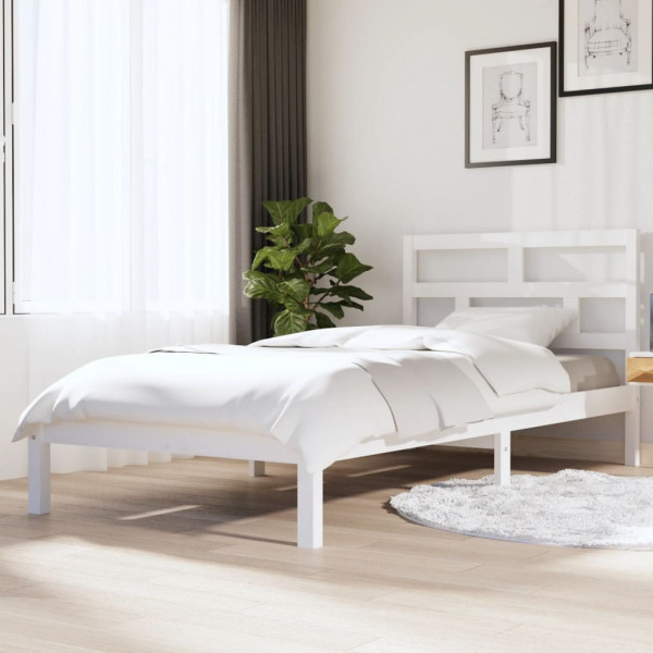 Estructura de cama madera maciza de pino blanco 90x200 cm D