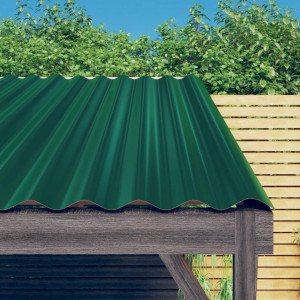 Painéis de telhado 12 unidades de aço revestido verde 100x36 cm D