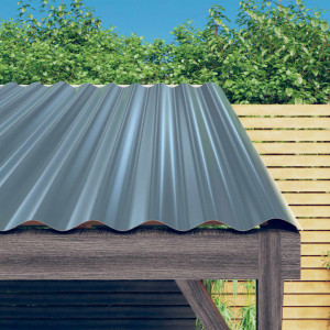 Paneles de tejado 12 unidades acero recubierto gris 100x36 cm D