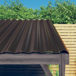 Paneles de tejado 12 unidades acero recubierto marrón 100x36 cm D