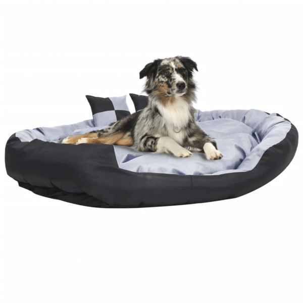 Almofada para cão reversível e lavável cinza e preta 150x120x25 cm D