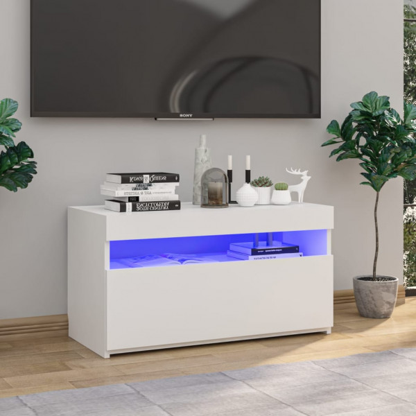 Mueble de TV con luces LED blanco 75x35x40 cm D