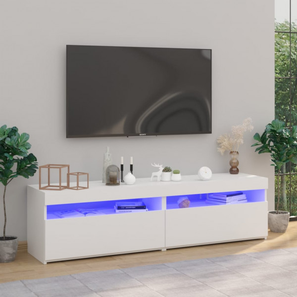 Muebles de TV con luces LED 2 unidades blanco 75x35x40 cm D