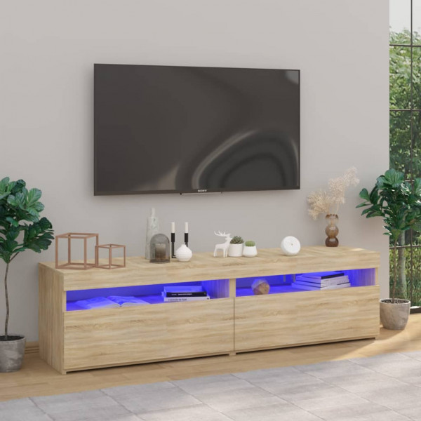 Móveis de TV com luzes LED 2 unidades de carvalho Sonoma 75x35x40 cm D