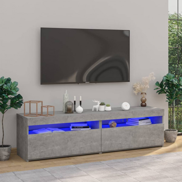 Muebles de TV con luces LED 2 unidades gris hormigón 75x35x40cm D