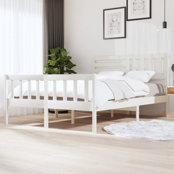 Estructura de cama de madera maciza blanco 150x200 cm D