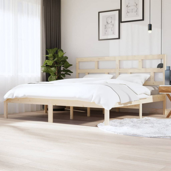 Estrutura de cama de madeira maciça de pinho 200x200 cm D