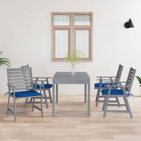 Sillas de comedor jardín con cojines 4 uds madera maciza acacia D