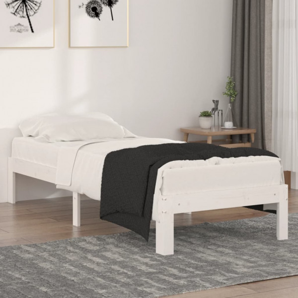 Estructura de cama madera maciza individual pequeña 75x190 cm D